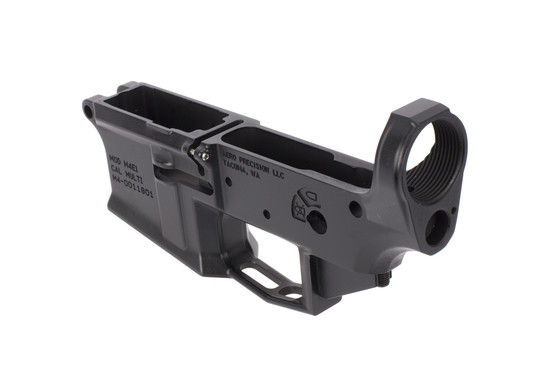 The Aero Precision M4E1 Stripped AR lower receiver features a threaded bolt catch roll pin